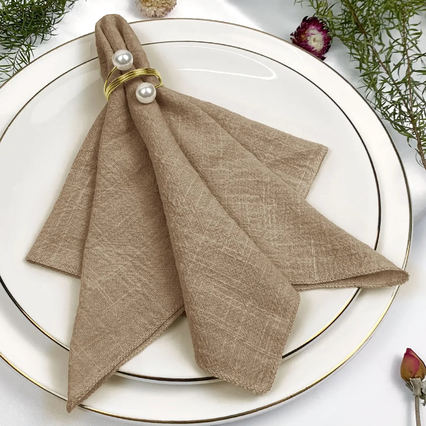 Set of 6 Cotton Cloth Napkins Gauze Sage Green 30x30cm