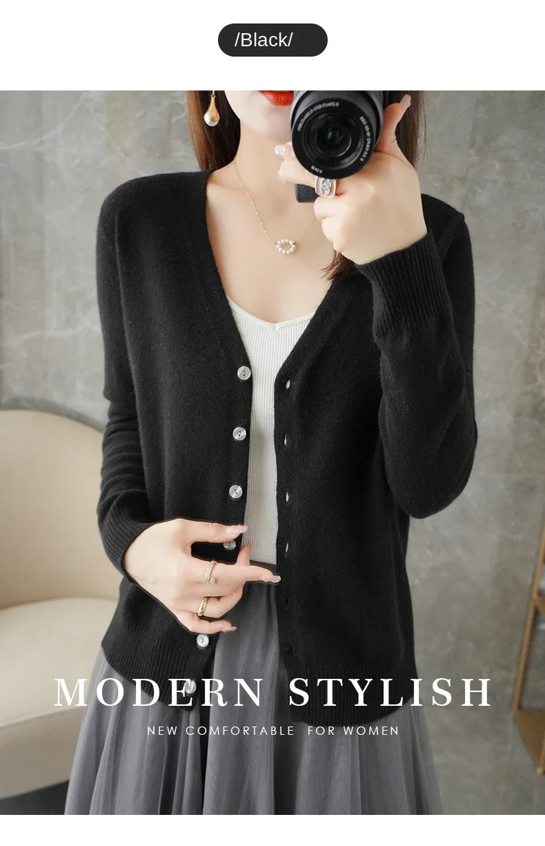 V-Neck Temperament Small Fragrant Wind Loose Sweater Sweater