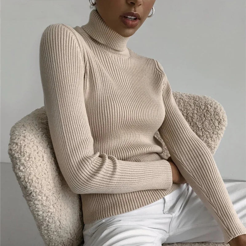 Heliar Women Fall Turtleneck Sweater Knitted Soft Pullovers Cashmere
