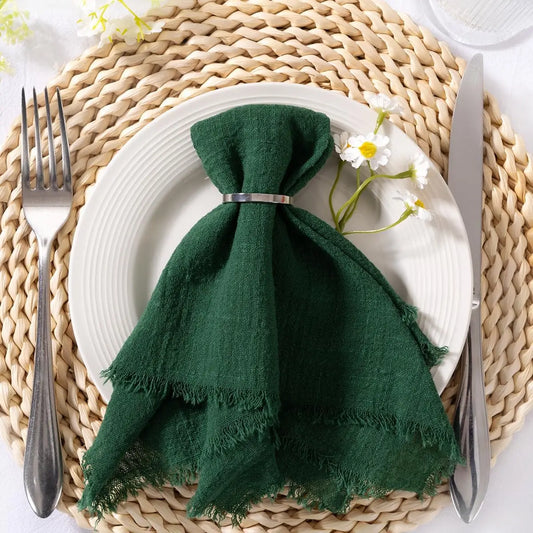 6Pcs 32x32cm Handmade Cotton Cloth Napkins, 100% Cotton