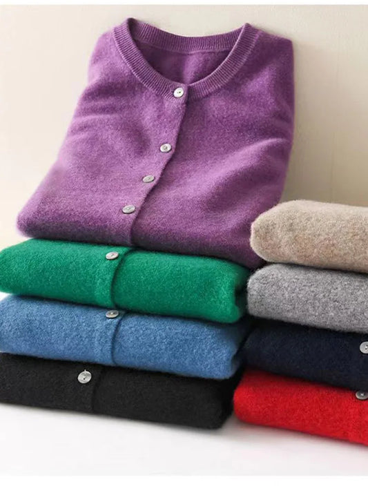 women's Cashmere Sweater O-Collar Long sleeve