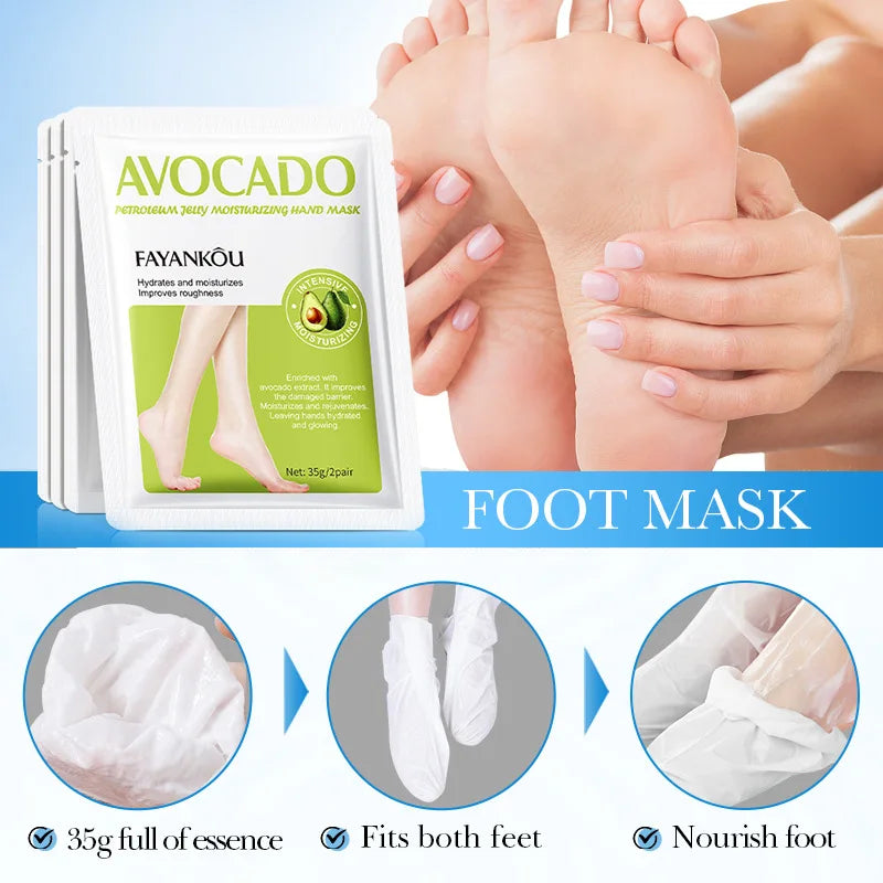 5 Pairs Avocado Exfoliating Foot Mask and Exfoliator