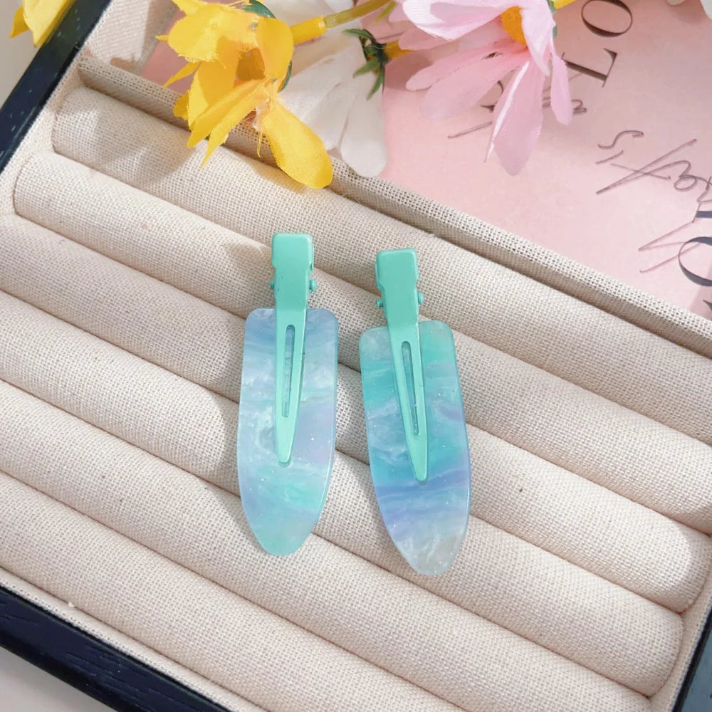 2pcs/set No Bend Hair Clips for Women Girls Acrylic Hair Styling No Crease Curl Small Pin Bang Seamless Barrettes Accessories