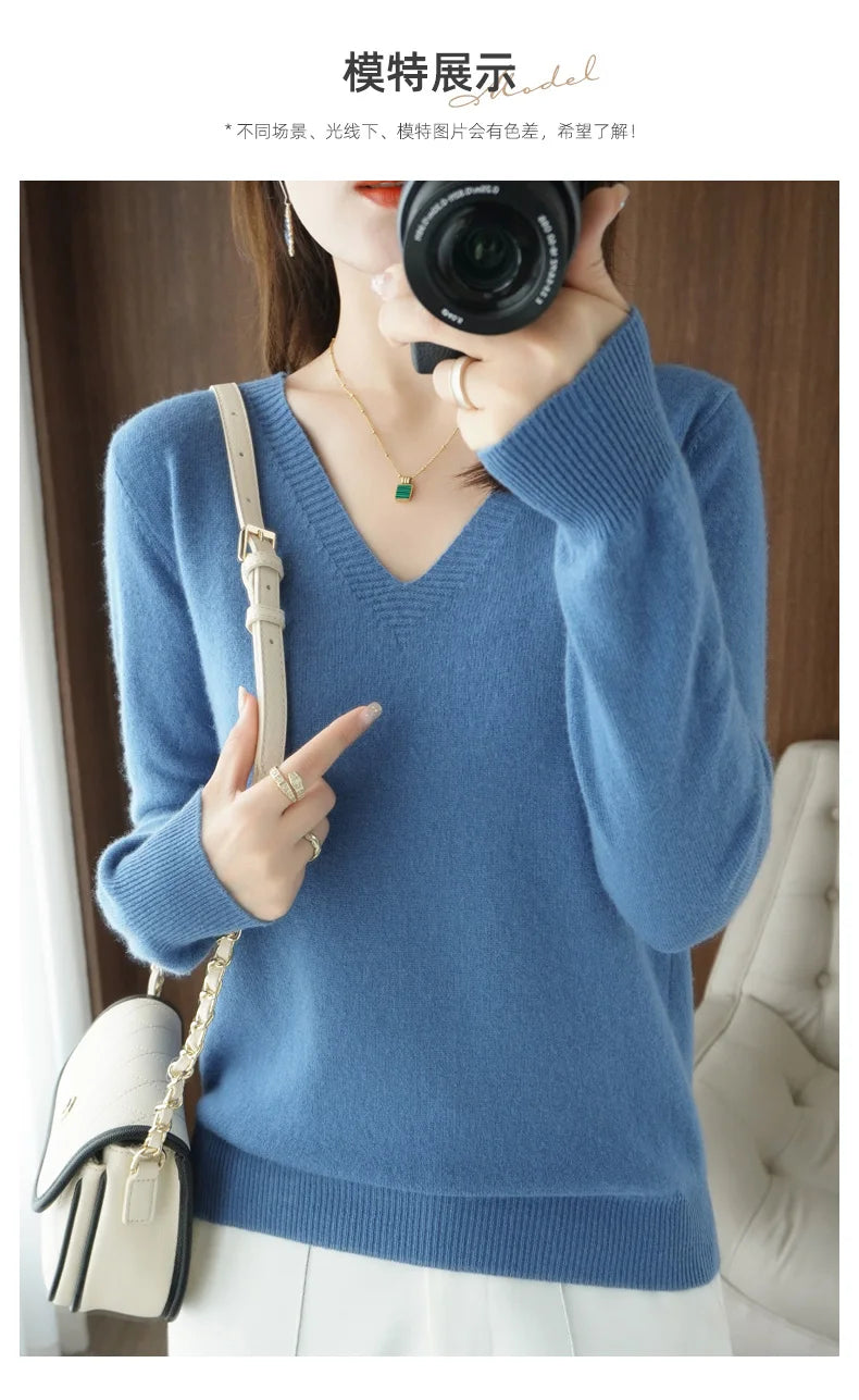 New Cashmere Women's V-neck Pullover