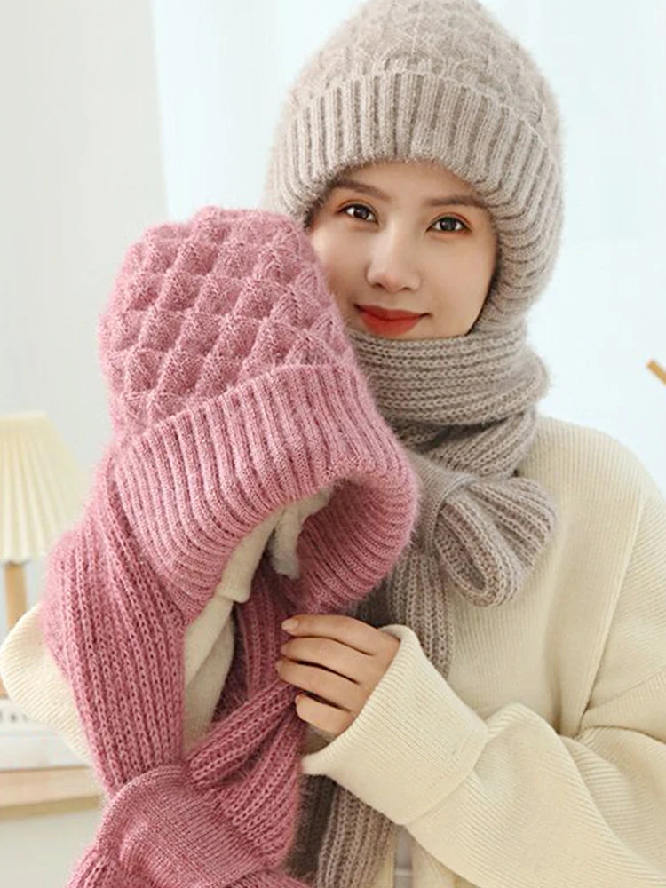 Knitted Skullies Hat Scarf Set