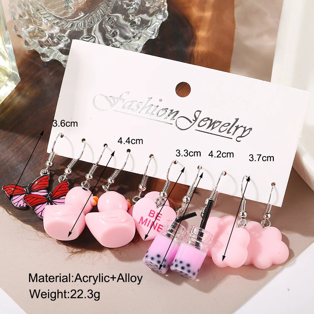 Fashion Sweet Fruit Drink Earrings Set