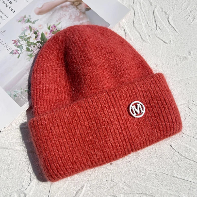 Winter Angola Rabbit Fur Knitted Beanies