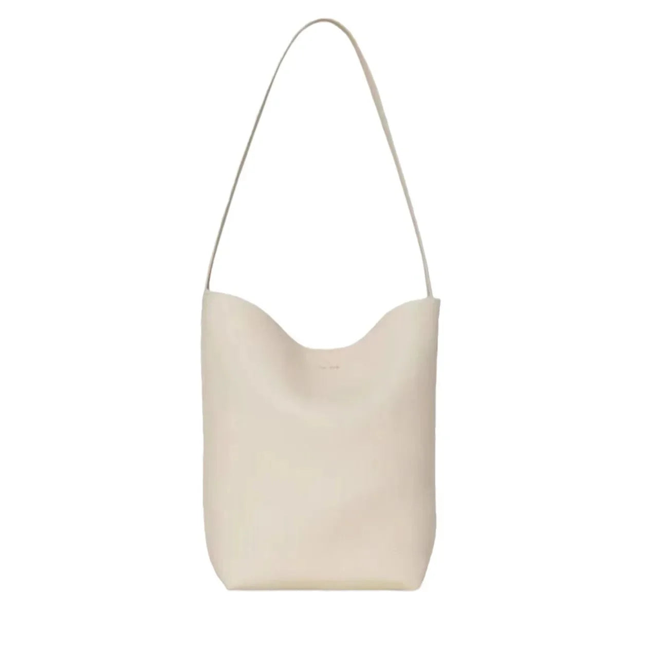 Soft Leather Bucket Bag Large Capacity Commuter Women's Single Shoulder Handbag Neutral Minimalist Style Open Pocket Design