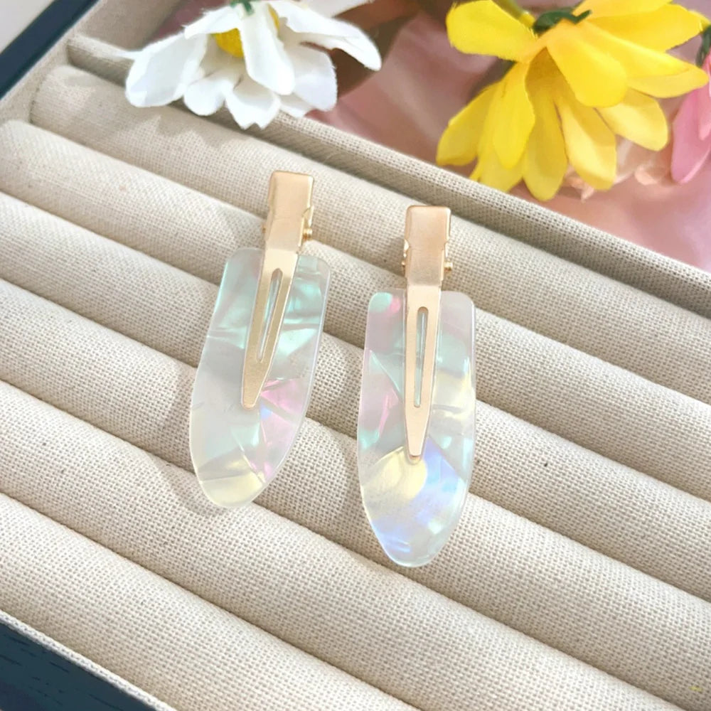 2pcs/set No Bend Hair Clips for Women Girls Acrylic Hair Styling No Crease Curl Small Pin Bang Seamless Barrettes Accessories
