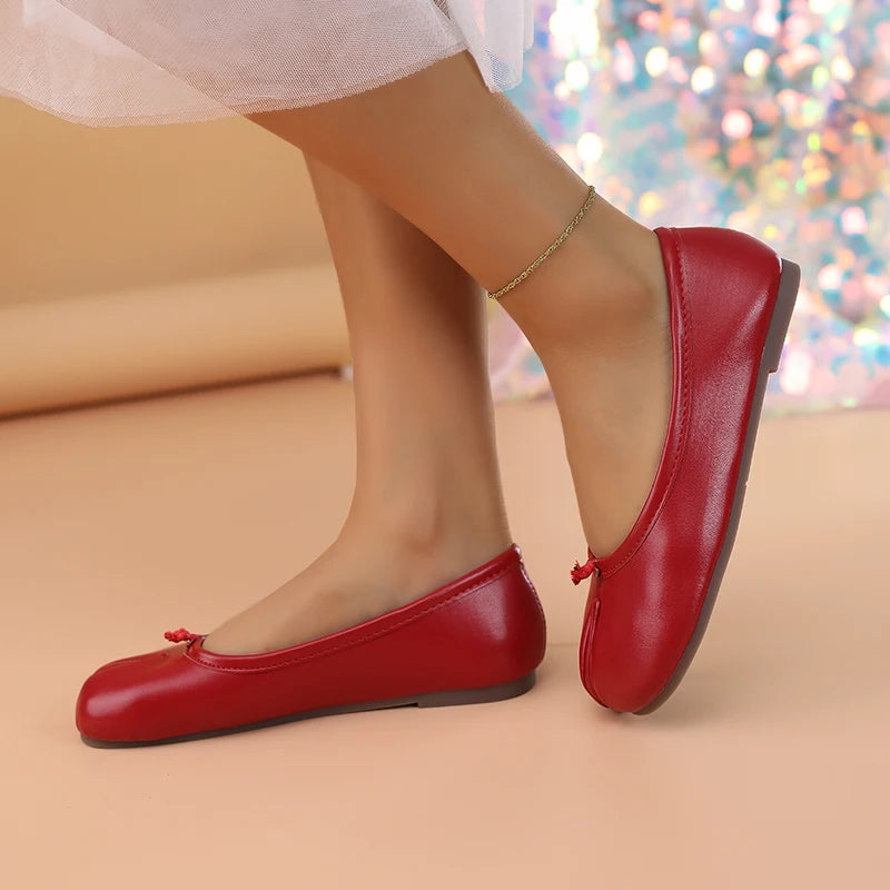 2025 Women's Leather Toe Separator Loafers Flat