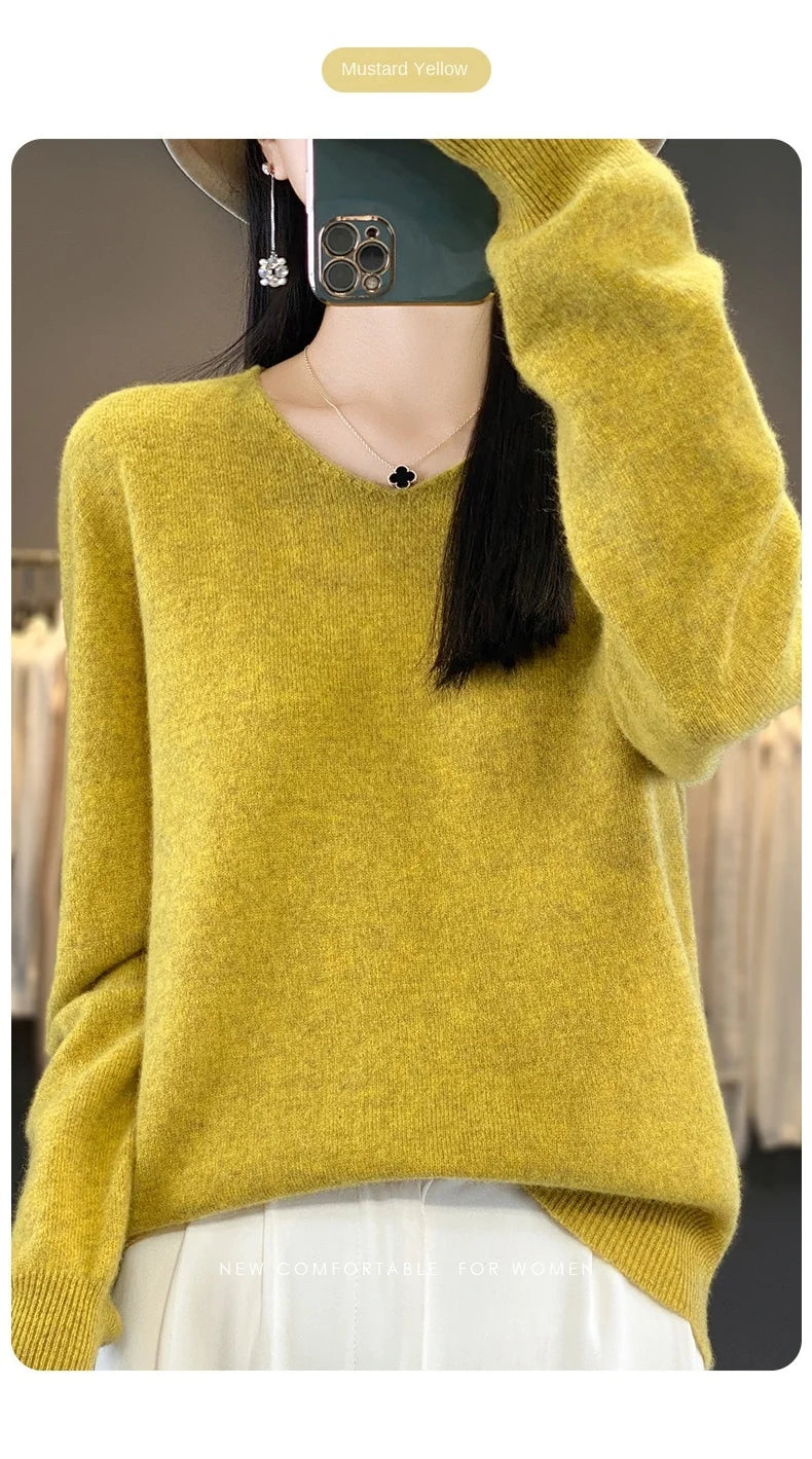 New Women's V-neck First-line Ready-To-Wear Sweater Long Sleeve