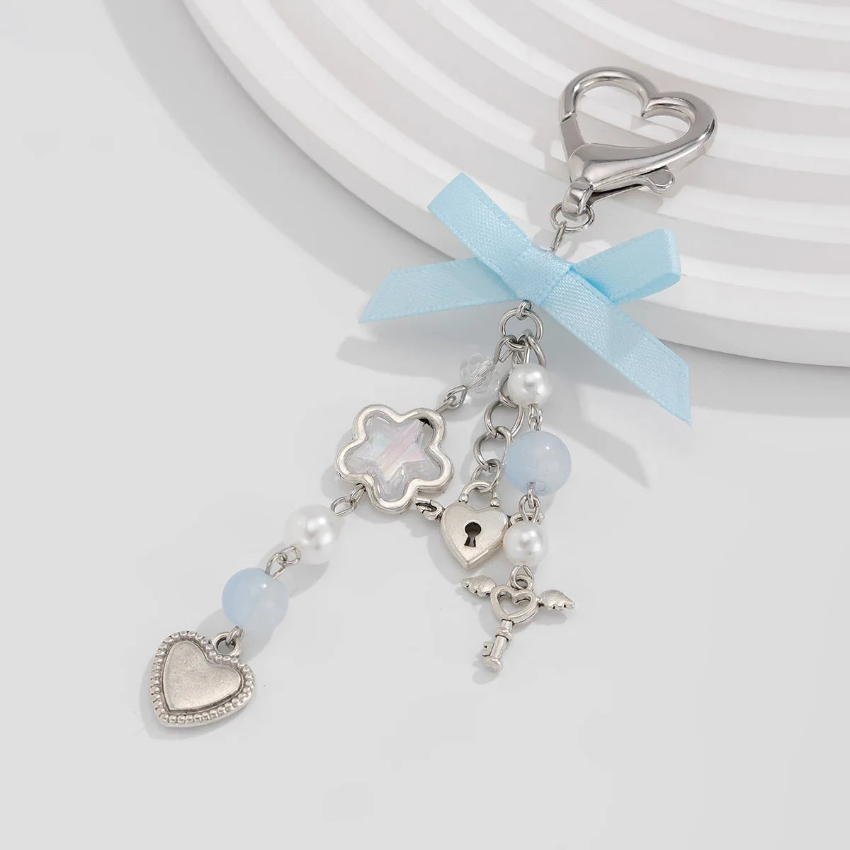 Y2K Fashion Flower Star Love Bow Strawberry Pendant Acrylic Keychain