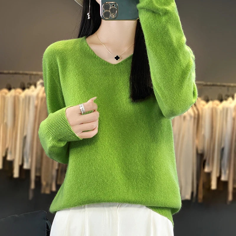 New Women's V-neck First-line Ready-To-Wear Sweater Long Sleeve