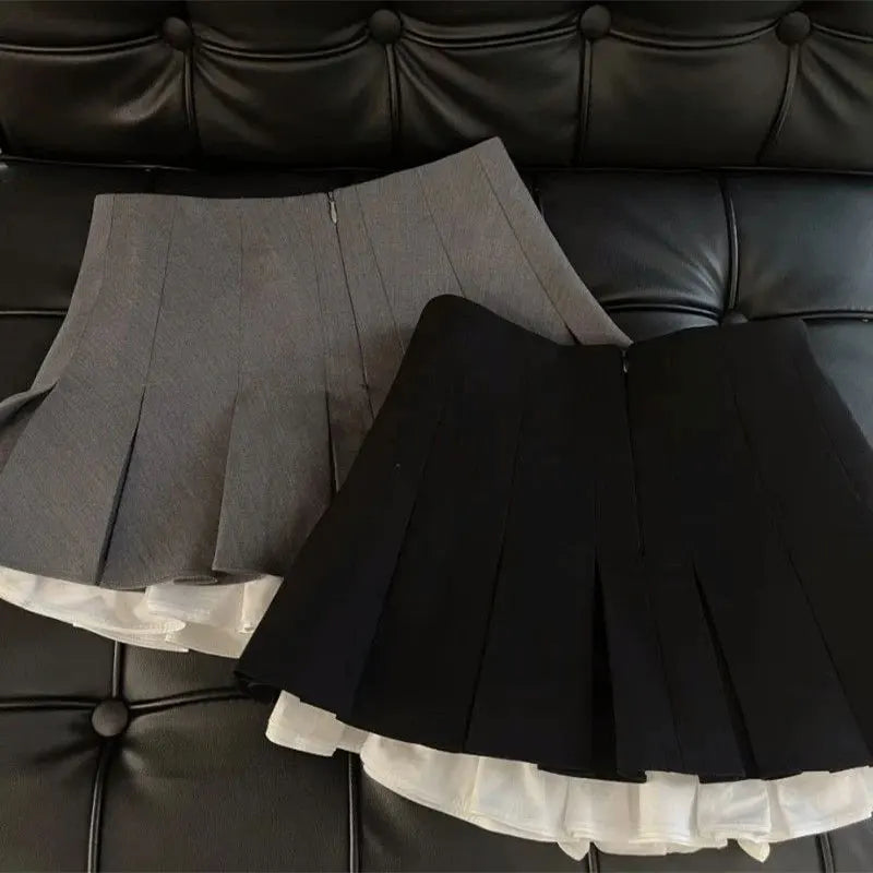 Ruffles Black Mini Skirt Women