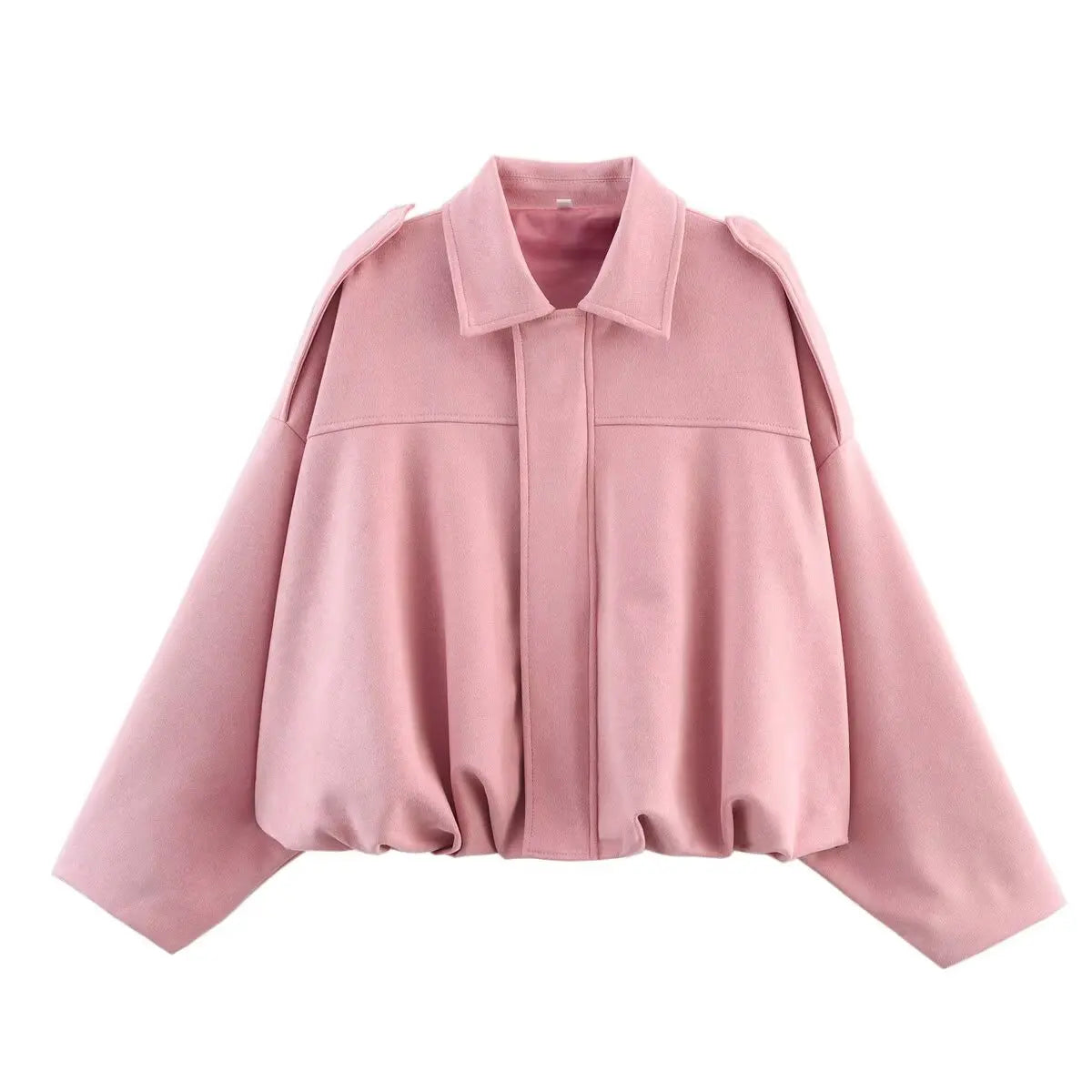women's suede texture effect Loose version of fashion lapel shoulder bomber jacket