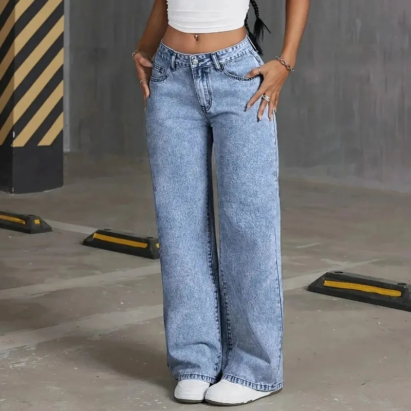 Denim Wide Leg Jeans High waisted
