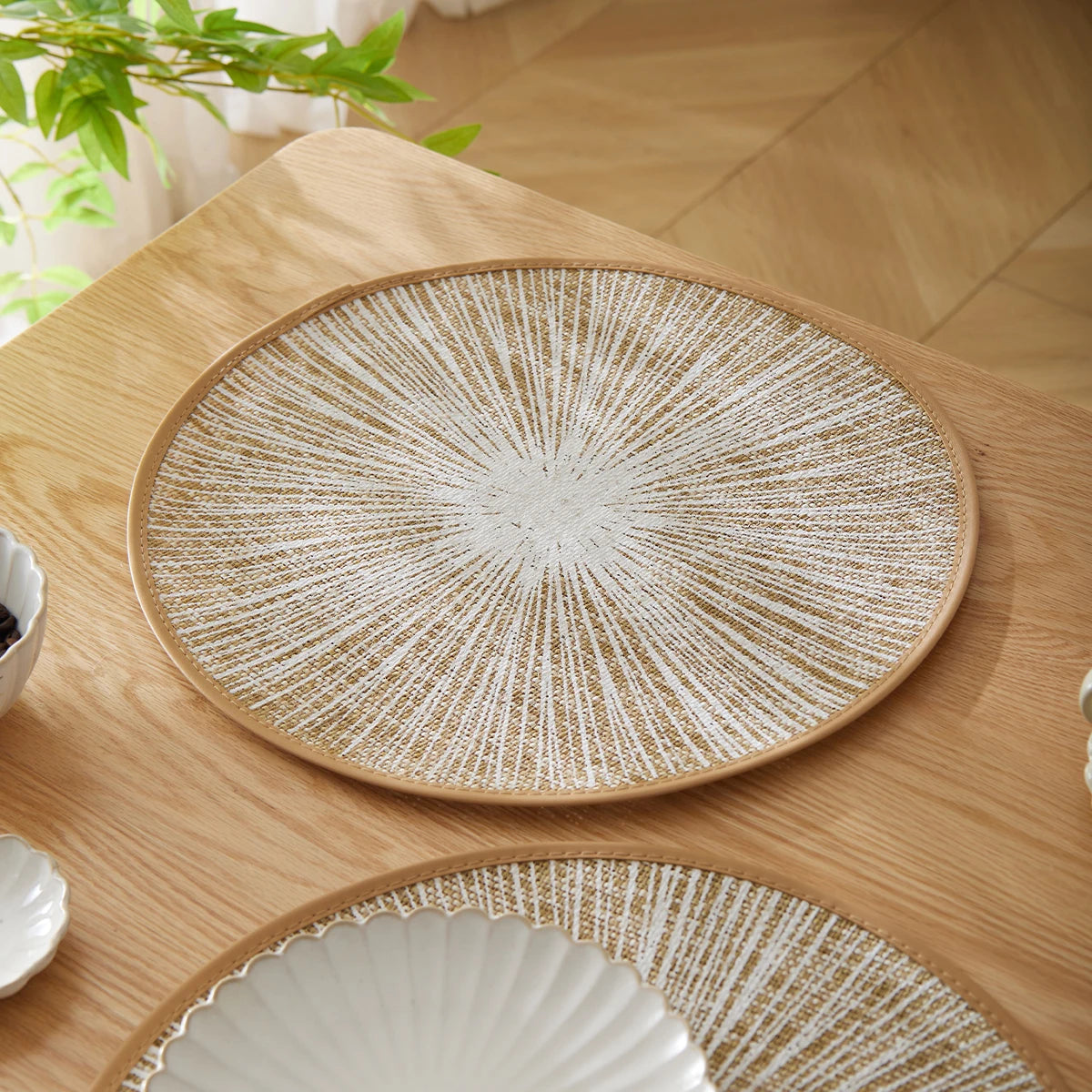 2/4/6/8pcs Round Burlap Macrame Placemats