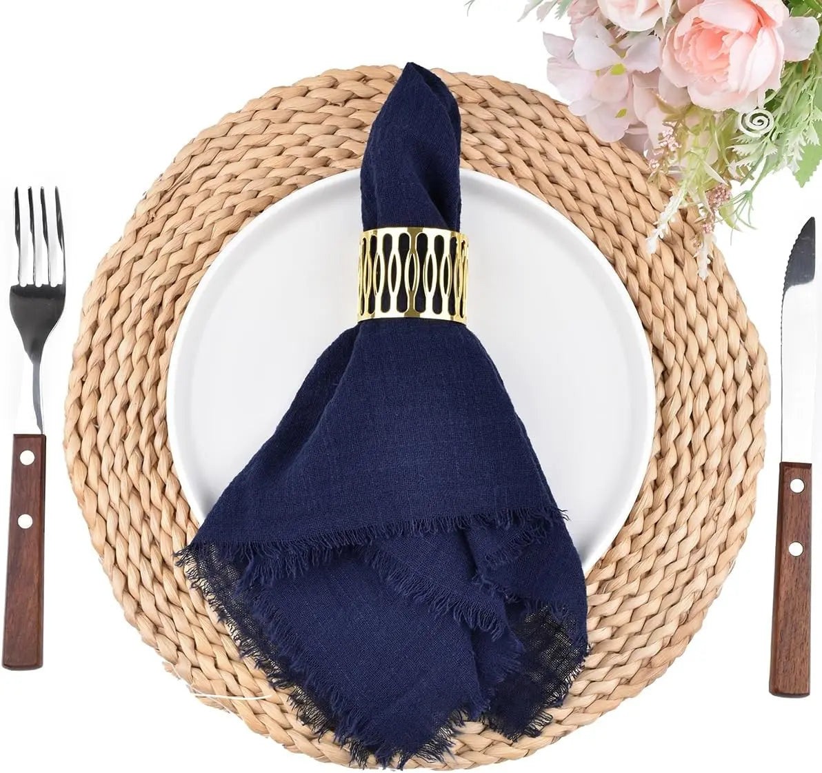 6Pcs 32x32cm Handmade Cotton Cloth Napkins, 100% Cotton