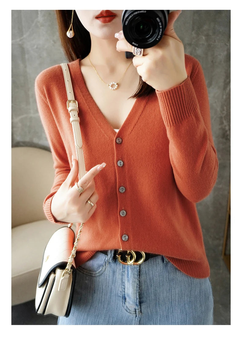 V-Neck Temperament Small Fragrant Wind Loose Sweater Sweater