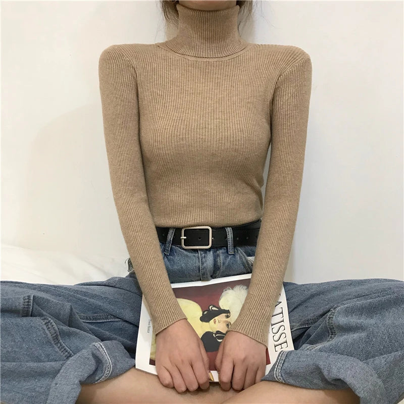 Heliar Women Fall Turtleneck Sweater Knitted Soft Pullovers Cashmere