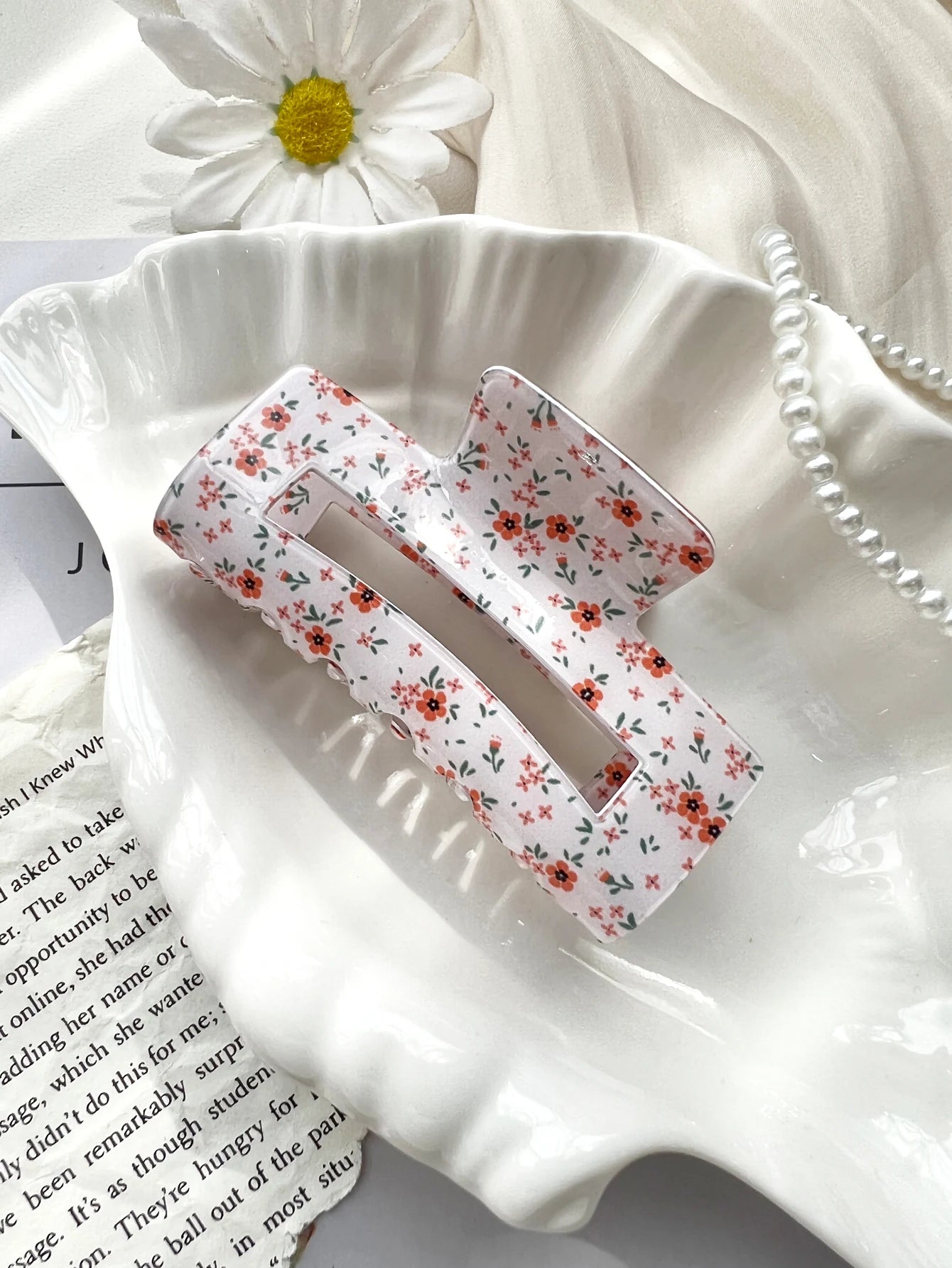 Pink Sweet Elegant Floral Cherry Hair Claw Clip Set