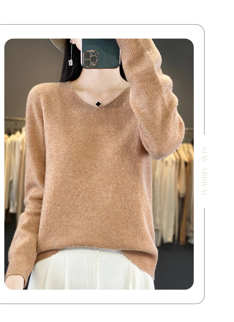 New Women's V-neck First-line Ready-To-Wear Sweater Long Sleeve