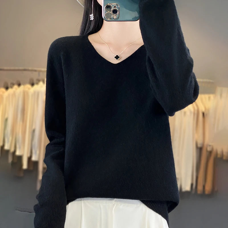 New Women's V-neck First-line Ready-To-Wear Sweater Long Sleeve