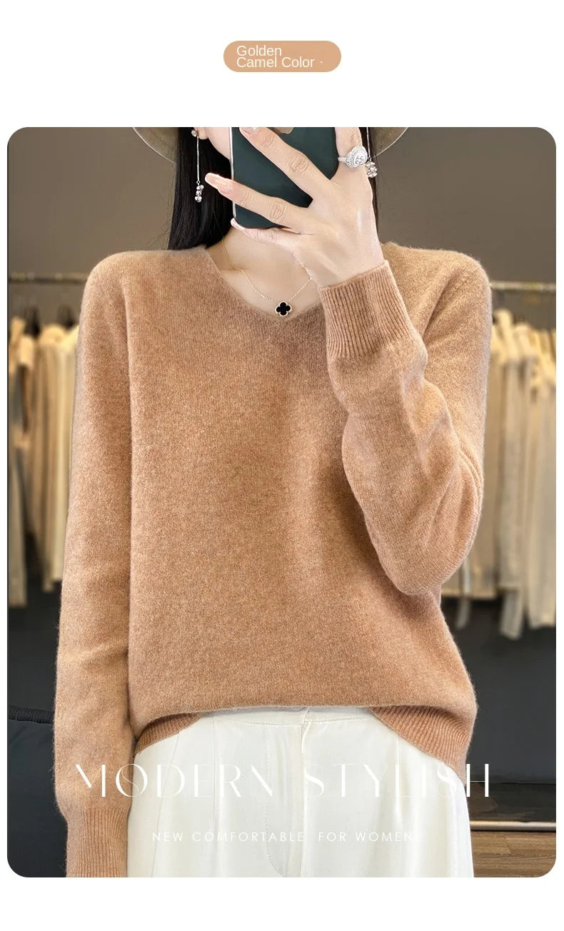 New Women's V-neck First-line Ready-To-Wear Sweater Long Sleeve
