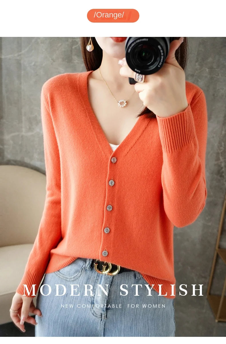 V-Neck Temperament Small Fragrant Wind Loose Sweater Sweater