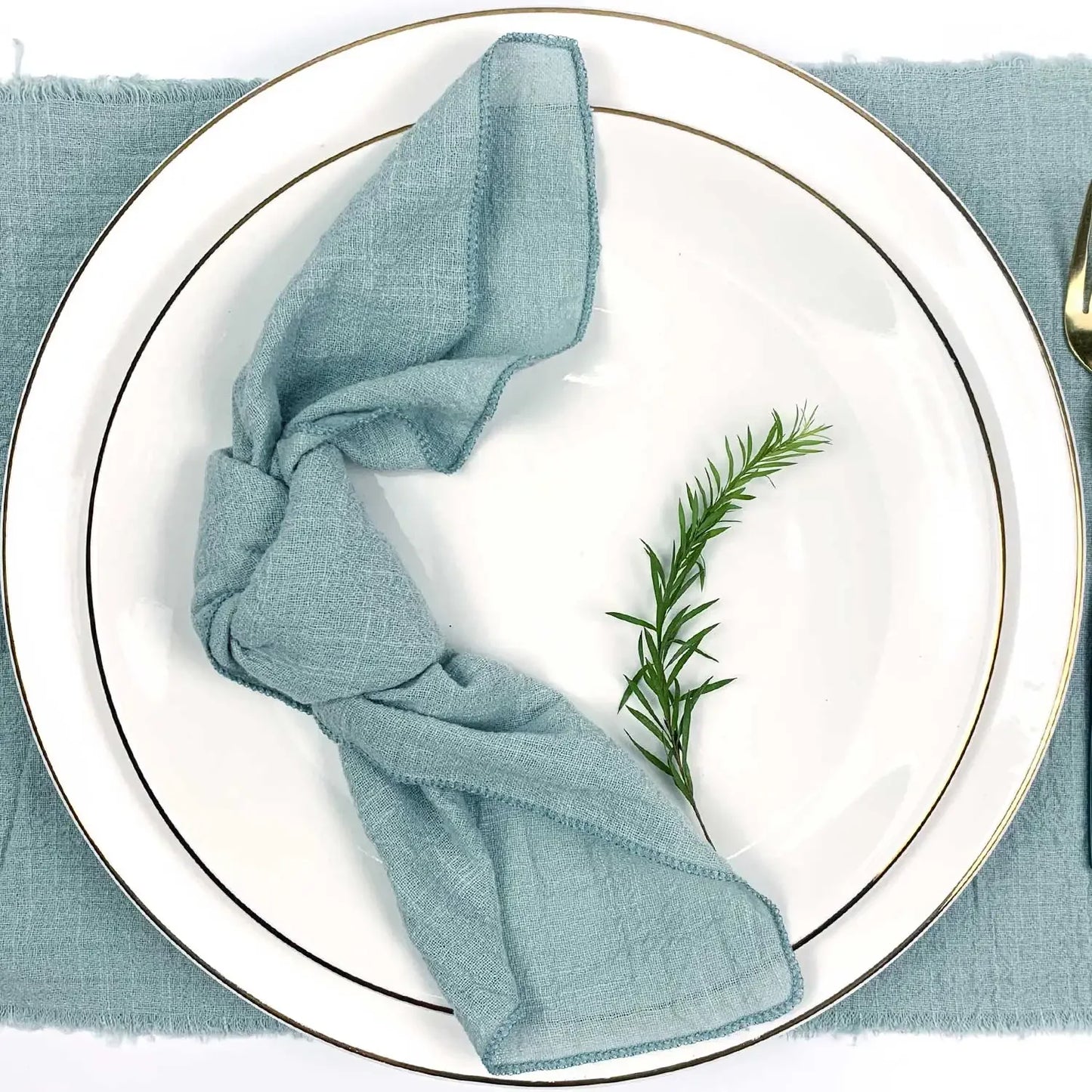 Set of 6 Cotton Cloth Napkins Gauze Sage Green 30x30cm