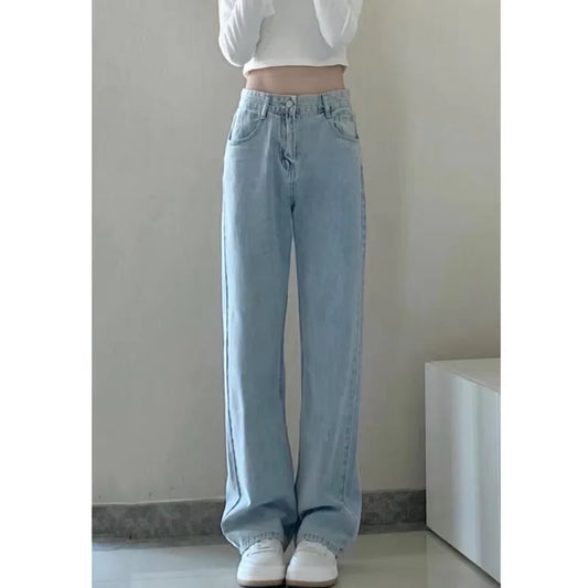 Women Denim Pants Vintage Straight Trousers