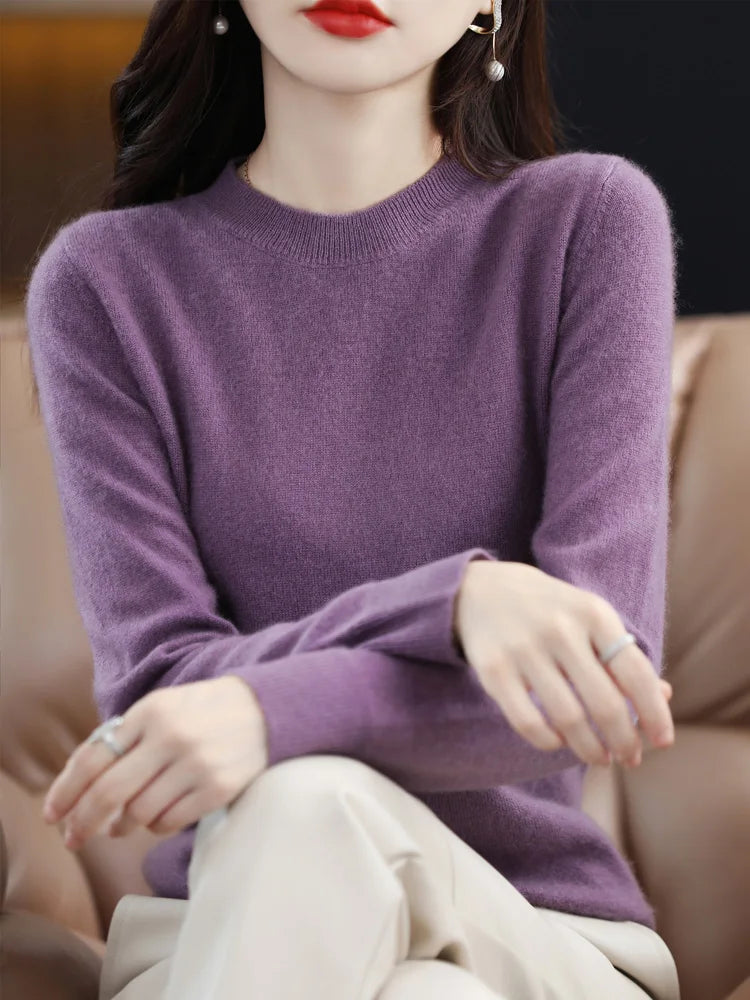 Fashion 100% Merino Wool Sweater Elegant Cashmere P