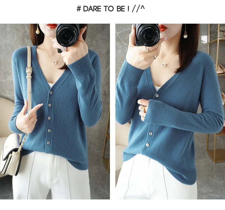 V-Neck Temperament Small Fragrant Wind Loose Sweater Sweater