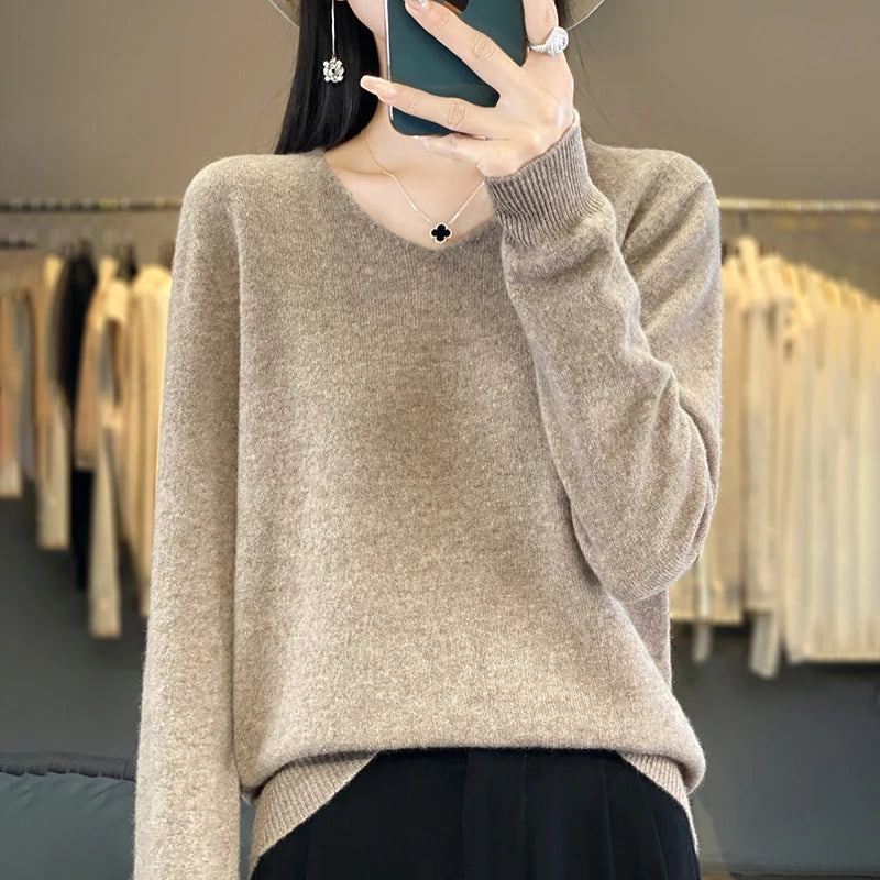 New Women's V-neck First-line Ready-To-Wear Sweater Long Sleeve