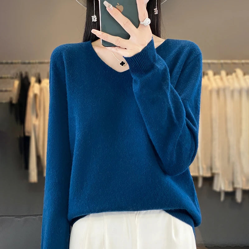 New Women's V-neck First-line Ready-To-Wear Sweater Long Sleeve