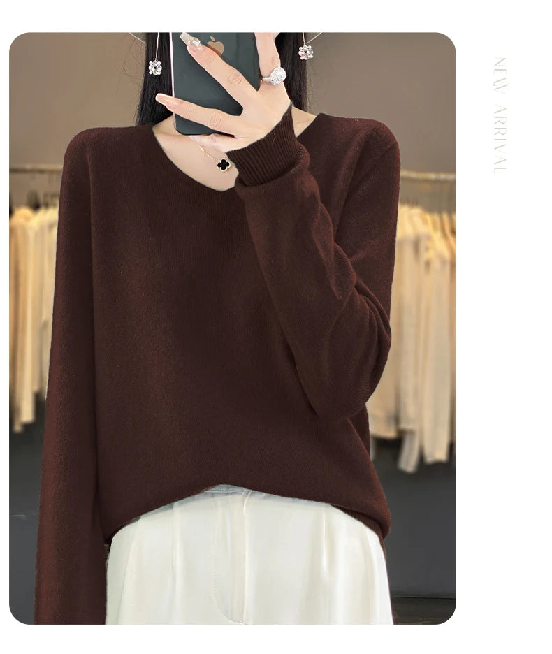 New Women's V-neck First-line Ready-To-Wear Sweater Long Sleeve