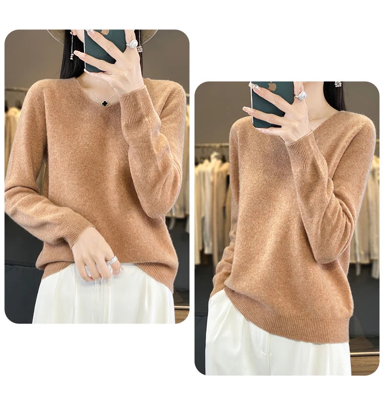 New Women's V-neck First-line Ready-To-Wear Sweater Long Sleeve