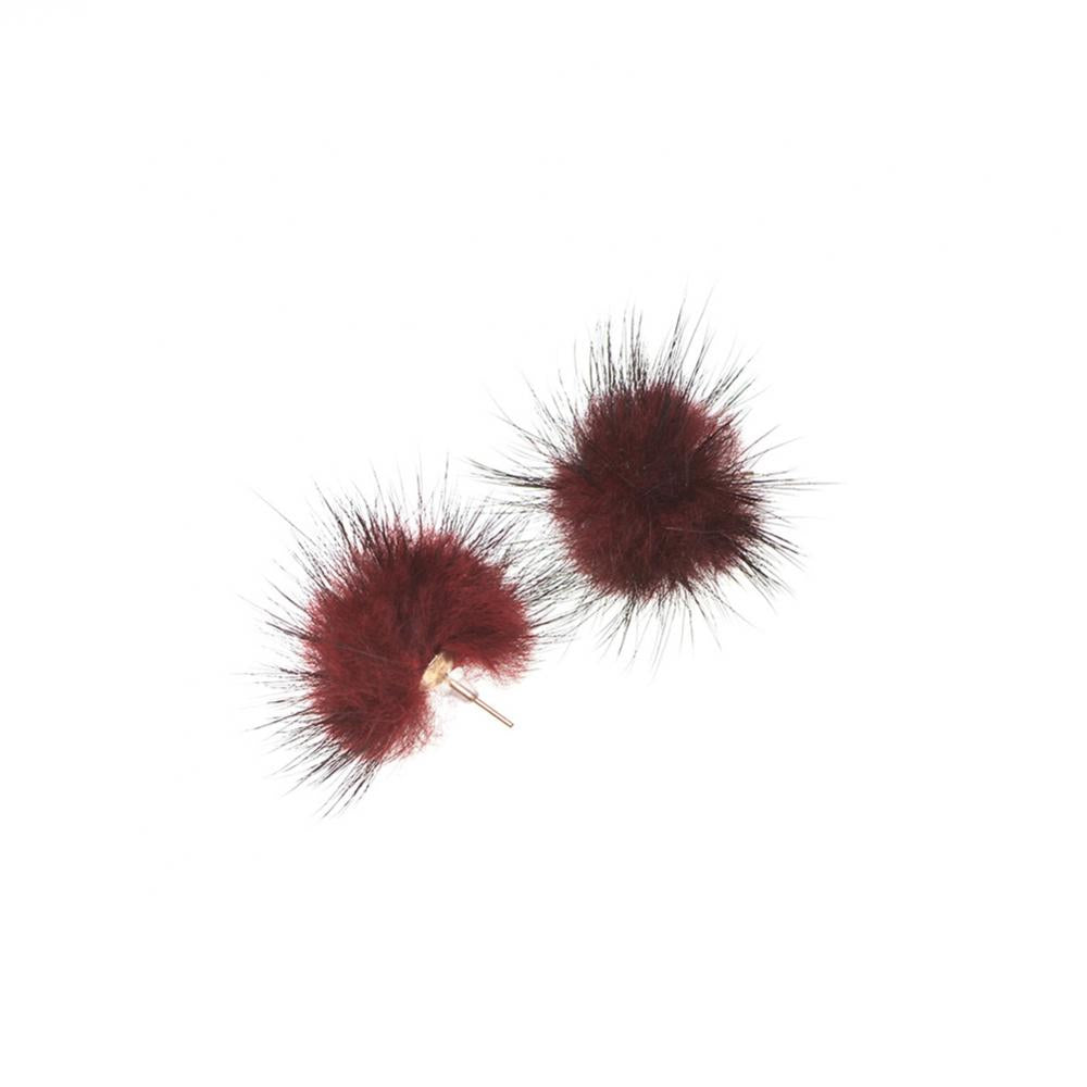 Women's Earrings Fashion Furry Fluffy Ball Stud Earrings Girls