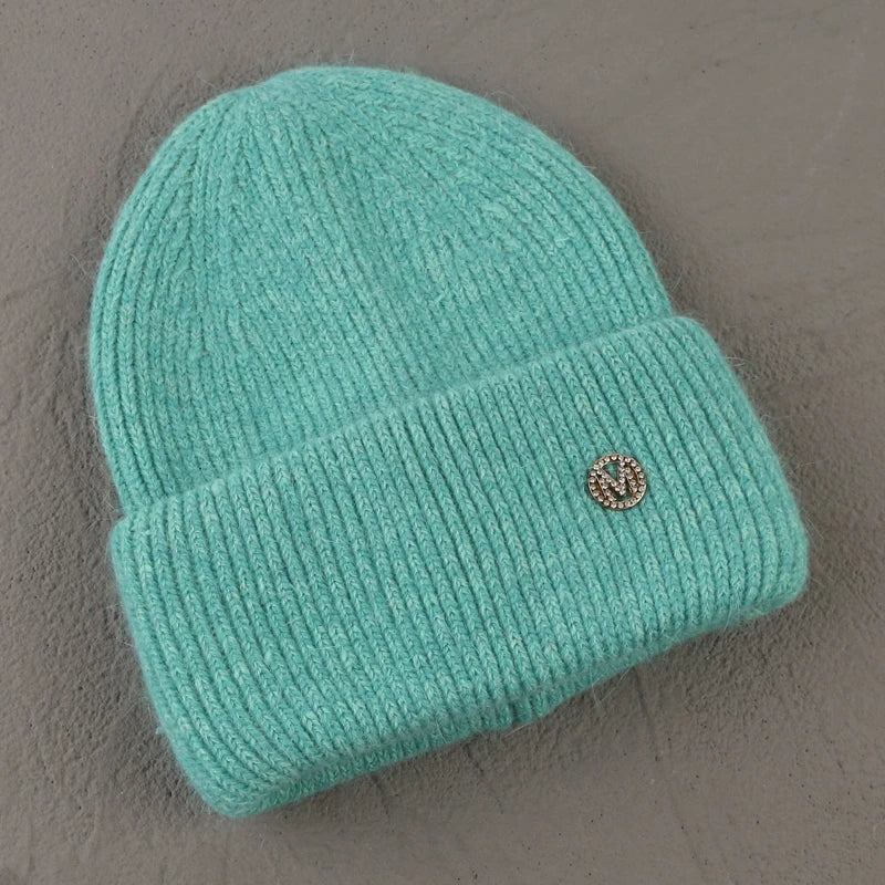 Winter Angola Rabbit Fur Knitted Beanies