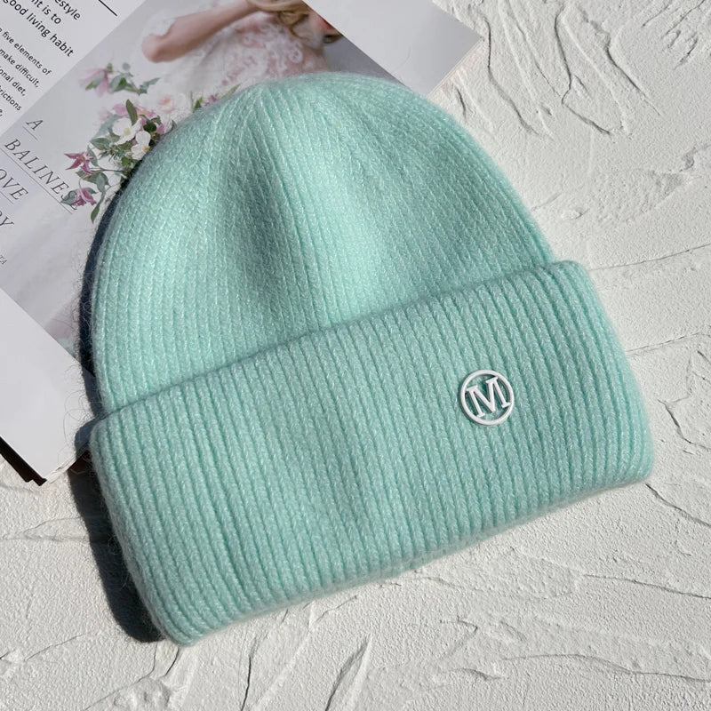 Winter Angola Rabbit Fur Knitted Beanies