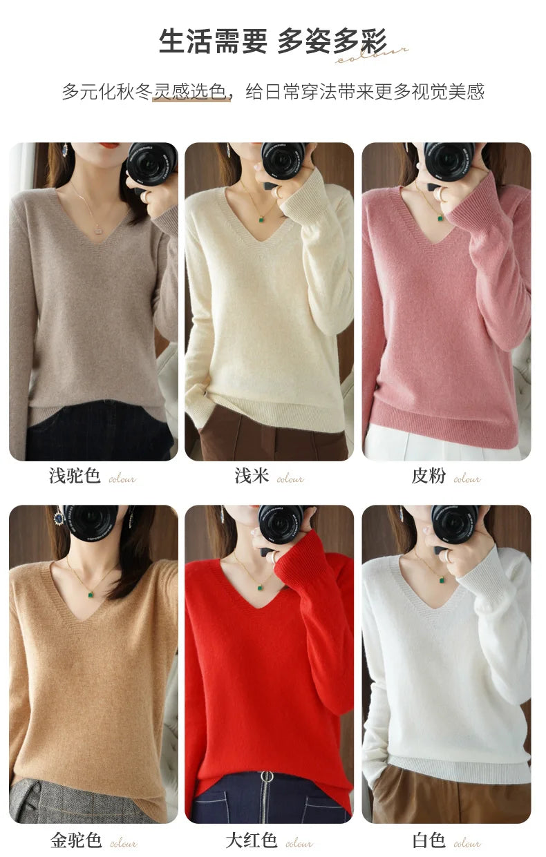 New Cashmere Women's V-neck Pullover