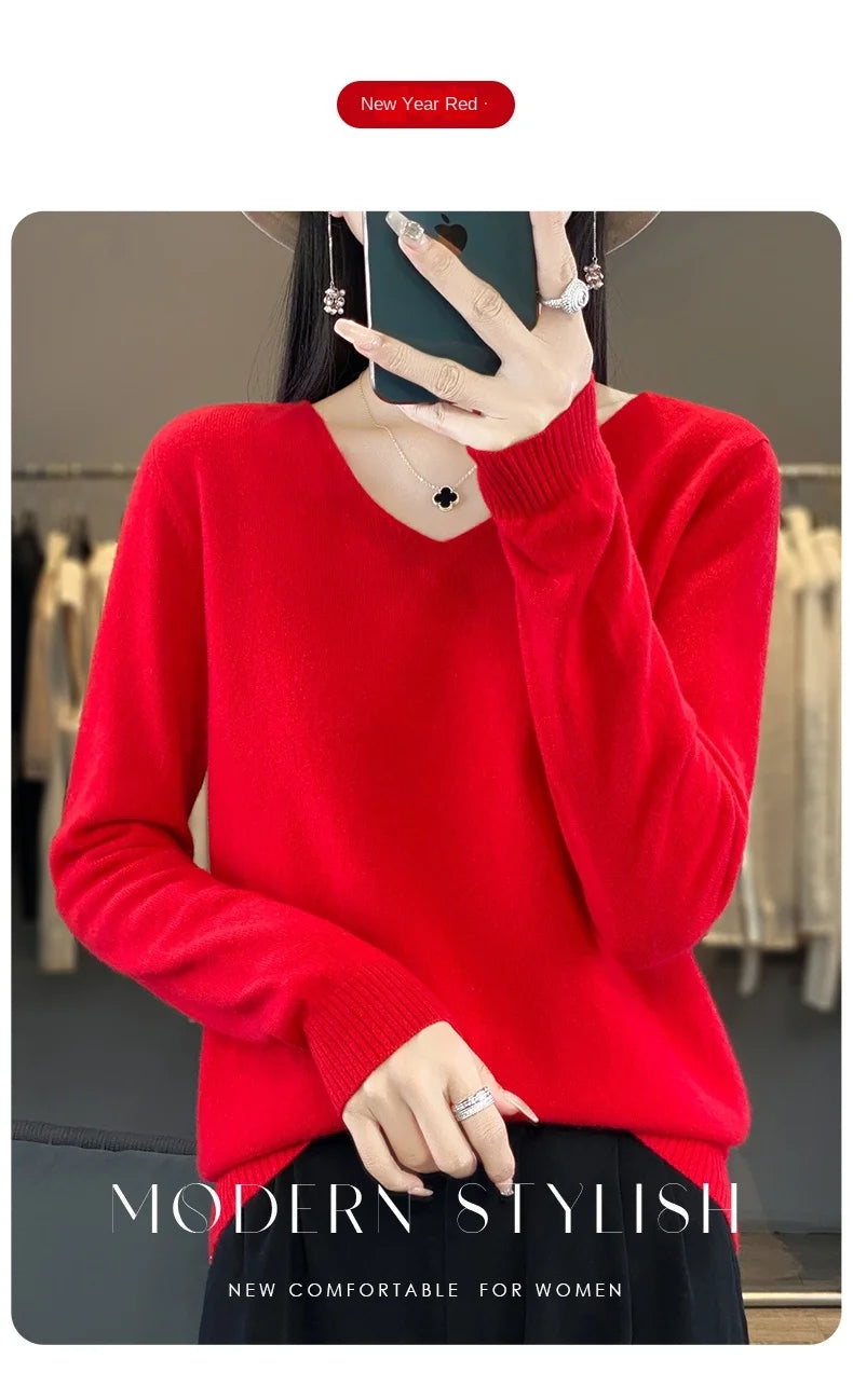 New Women's V-neck First-line Ready-To-Wear Sweater Long Sleeve