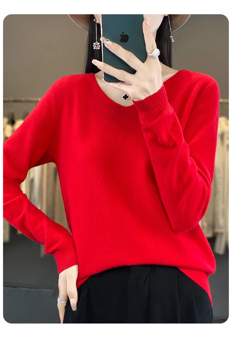 New Women's V-neck First-line Ready-To-Wear Sweater Long Sleeve