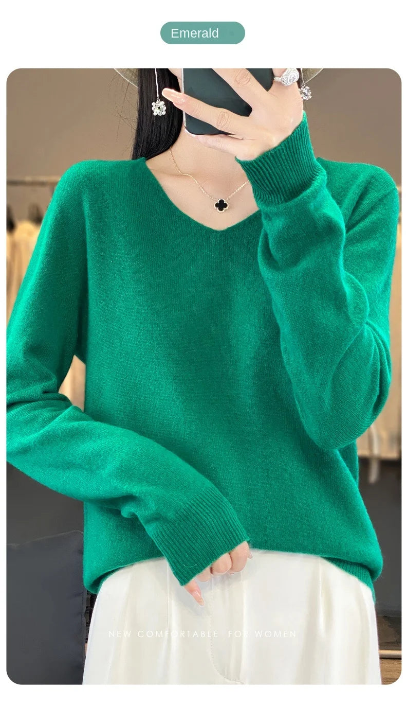 New Women's V-neck First-line Ready-To-Wear Sweater Long Sleeve