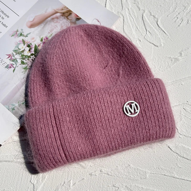 Winter Angola Rabbit Fur Knitted Beanies