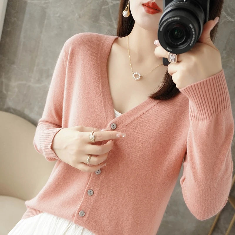 V-Neck Temperament Small Fragrant Wind Loose Sweater Sweater