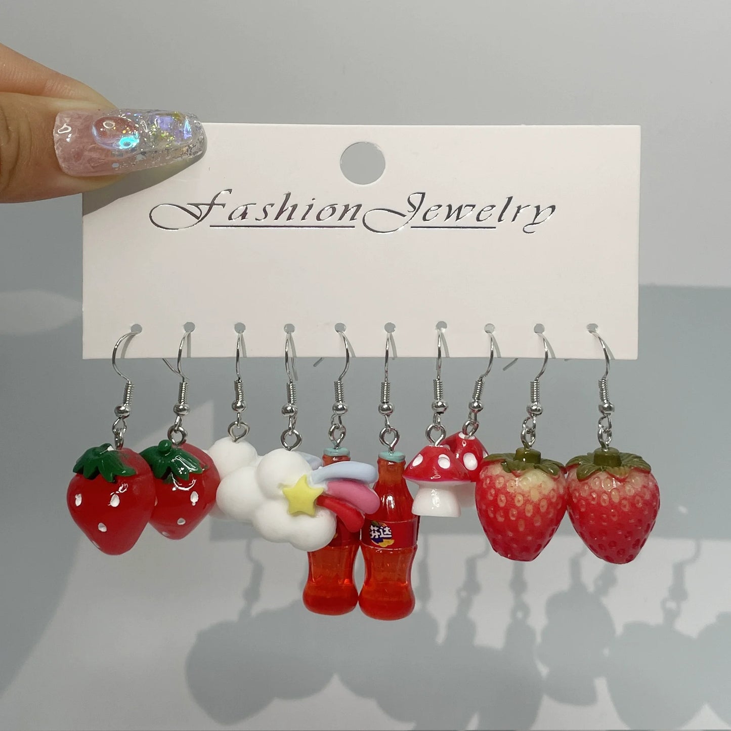 Fashion Sweet Fruit Drink Earrings Set