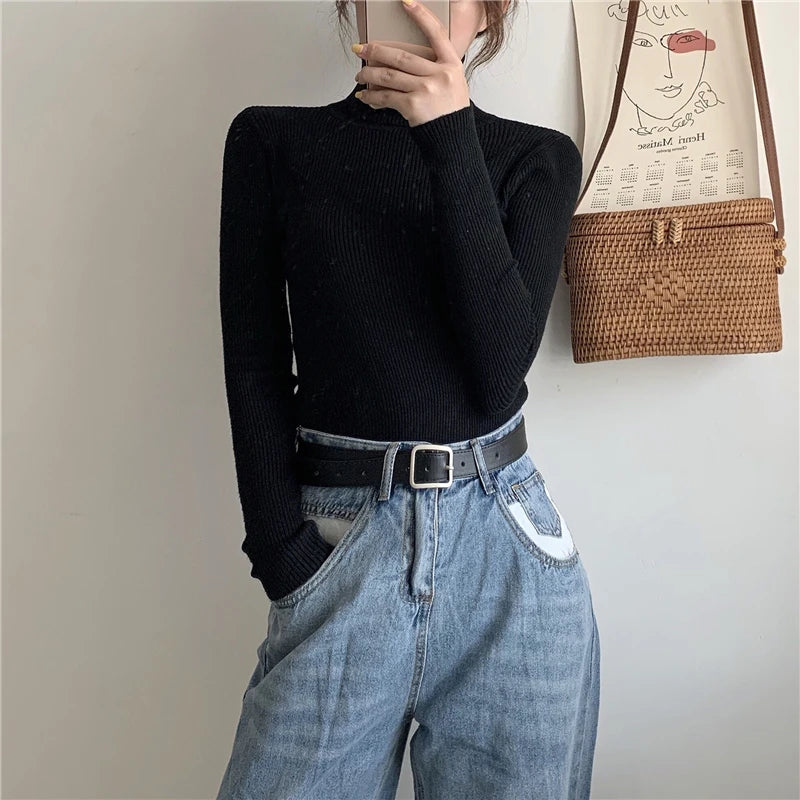 Heliar Women Fall Turtleneck Sweater Knitted Soft Pullovers Cashmere