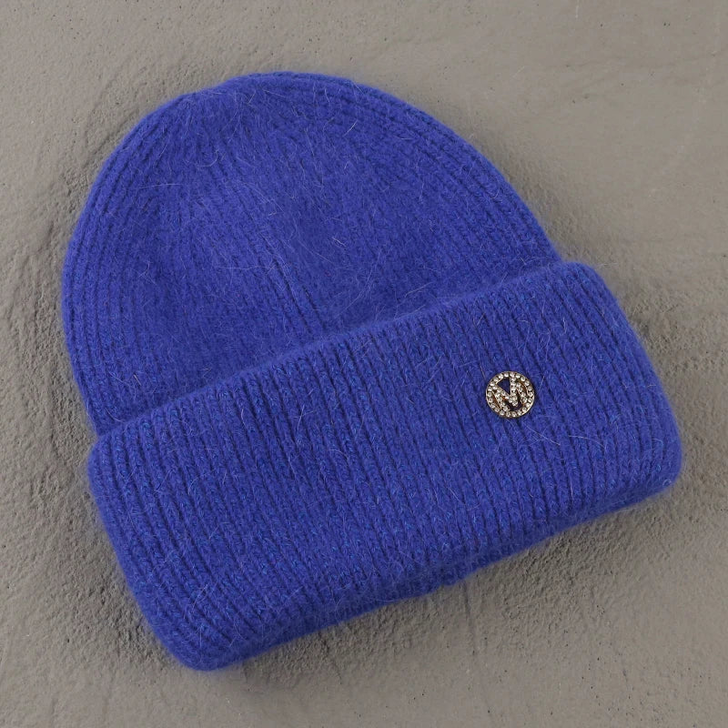 Winter Angola Rabbit Fur Knitted Beanies