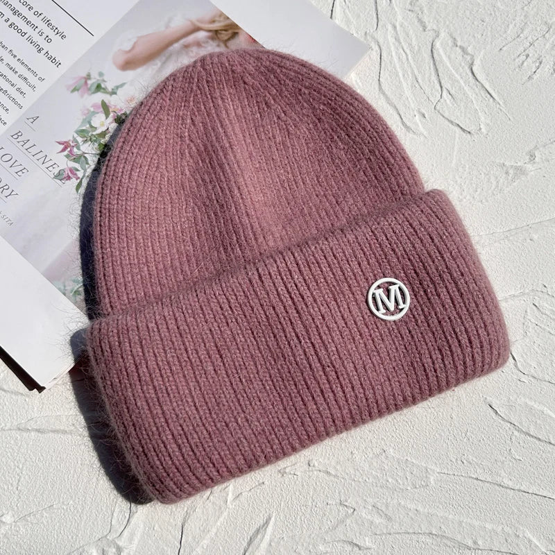 Winter Angola Rabbit Fur Knitted Beanies